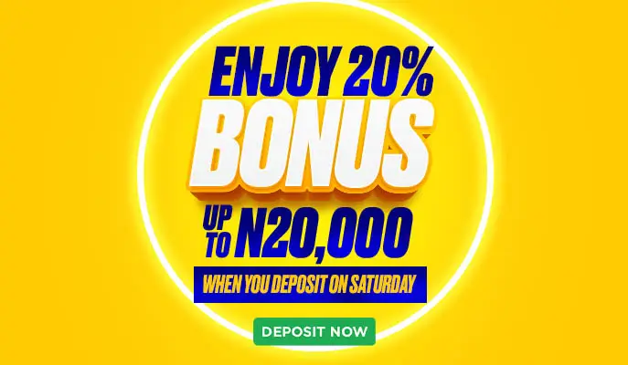 Mozzart: 20% bonus up to ₦20,000 when you deposit on Saturday